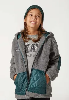Coccodrillo bluza copii culoarea gri, cu gluga, neted, ACADEMY BOY JUNIOR imagine