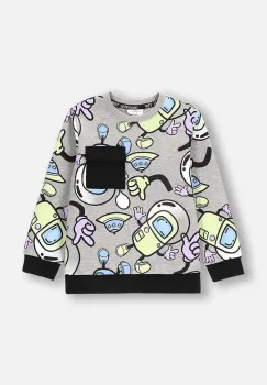 Coccodrillo bluza copii culoarea gri, modelator, WORLD OF PIXEL BOY KIDS imagine