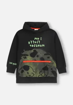 Coccodrillo bluza copii culoarea negru, cu gluga, cu imprimeu, GRUNGE SWAMP BOY KIDS imagine