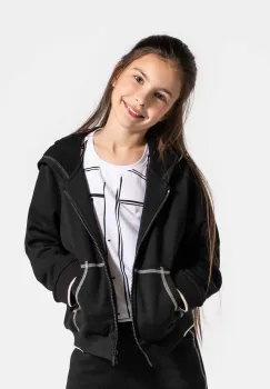 Coccodrillo bluza copii culoarea negru, cu gluga, neted, CARTOONS GIRL JUNIOR imagine