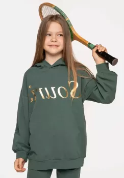 Coccodrillo bluza copii culoarea verde, cu gluga, cu imprimeu imagine