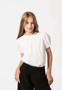 Coccodrillo bluza de bumbac pentru copii culoarea alb, neted, BACK TO SCHOOL GIRL imagine