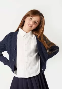 Coccodrillo camasa de bumbac pentru copii culoarea alb, BACK TO SCHOOL GIRL imagine