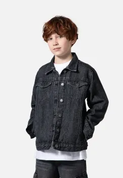 Coccodrillo geaca din denim culoarea gri, JEANS COLLECTION BOY imagine