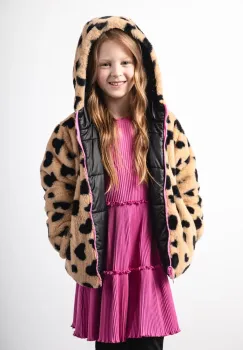 Coccodrillo geaca reversibila pentru copii culoarea maro, OUTERWEAR GIRL KIDS imagine