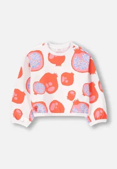 Coccodrillo hanorac de bumbac pentru copii culoarea alb, cu imprimeu, TROPICAL STORY GIRL KIDS imagine