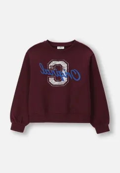 Coccodrillo hanorac de bumbac pentru copii culoarea bordo, cu imprimeu, ACADEMY GIRL JUNIOR imagine