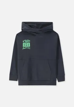 Coccodrillo hanorac de bumbac pentru copii culoarea gri, cu gluga, cu imprimeu, EVERYDAY BOY A imagine