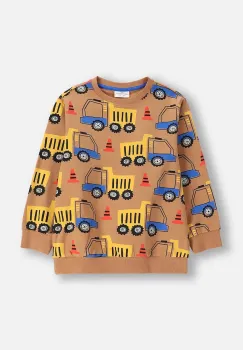 Coccodrillo hanorac de bumbac pentru copii culoarea maro, cu imprimeu, CITY BUILDER BOY KIDS imagine