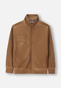 Coccodrillo hanorac de bumbac pentru copii culoarea maro, uni, YETI BOY JUNIOR imagine