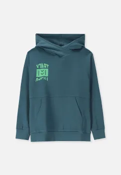 Coccodrillo hanorac de bumbac pentru copii culoarea verde, cu gluga, cu imprimeu, EVERYDAY BOY A imagine