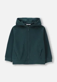 Coccodrillo hanorac de bumbac pentru copii culoarea verde, cu gluga, cu imprimeu, FROSTING PUDDLE GIRL KIDS imagine