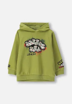 Coccodrillo hanorac de bumbac pentru copii culoarea verde, cu gluga, cu imprimeu, SPORTS BOY KIDS imagine