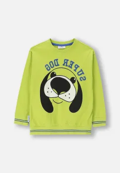 Coccodrillo hanorac de bumbac pentru copii culoarea verde, cu imprimeu, ACADEMY BOY KIDS imagine