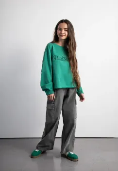Coccodrillo hanorac de bumbac pentru copii culoarea verde, cu imprimeu, RAVE GIRL JUNIOR imagine