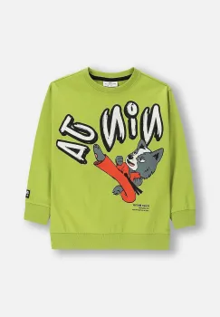 Coccodrillo hanorac de bumbac pentru copii culoarea verde, cu imprimeu, SPORTS BOY KIDS imagine