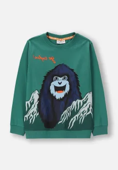 Coccodrillo hanorac de bumbac pentru copii culoarea verde, uni, YETI BOY KIDS imagine