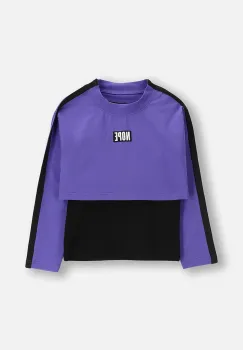 Coccodrillo hanorac de bumbac pentru copii culoarea violet, cu imprimeu, RAVE GIRL JUNIOR imagine