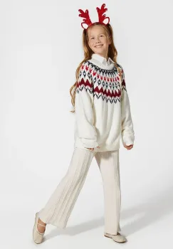 Coccodrillo pantaloni copii culoarea bej, neted, ELEGANT PARTY GIRL imagine