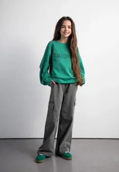 Coccodrillo pantaloni copii culoarea gri, uni, RAVE GIRL JUNIOR imagine