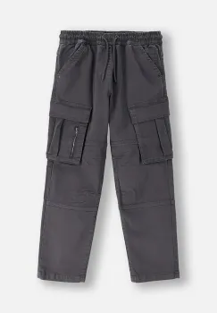 Coccodrillo pantaloni copii culoarea gri, uni, X-RAY VISION BOY JUNIOR imagine