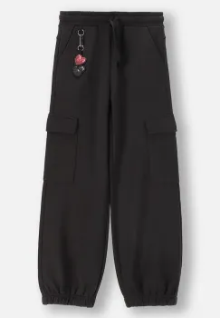 Coccodrillo pantaloni copii culoarea negru, uni, CRAFT PUNK GIRL JUNIOR imagine