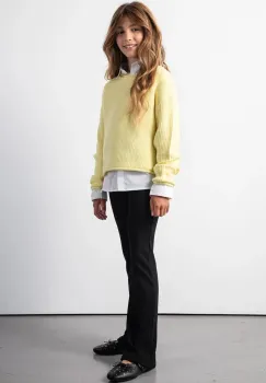 Coccodrillo pantaloni copii culoarea negru, uni, FABOLOUS GIRL JUNIOR imagine