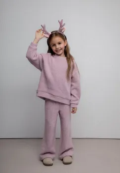 Coccodrillo pantaloni copii culoarea violet, uni, WINTER COSY GRIL KIDS imagine