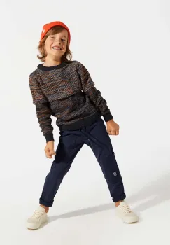 Coccodrillo pantaloni de bumbac pentru copii culoarea albastru marin, neted, DIGITAL BOY KIDS imagine