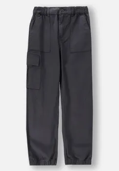 Coccodrillo pantaloni de bumbac pentru copii culoarea gri, uni, WINTER COSY GRIL JUNIOR imagine