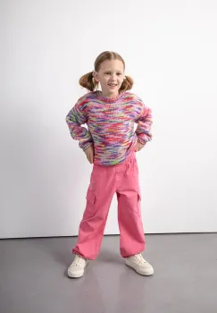 Coccodrillo pantaloni de bumbac pentru copii culoarea roz, uni, RAVE GIRL KIDS imagine