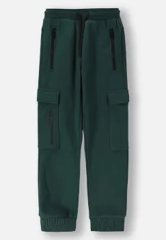 Coccodrillo pantaloni de bumbac pentru copii culoarea verde, uni, CITY RACING BOY JUNIOR imagine
