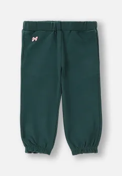Coccodrillo pantaloni de bumbac pentru copii culoarea verde, uni, HAPPY PUPPY GIRL NEWBORN imagine