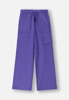 Coccodrillo pantaloni de bumbac pentru copii culoarea violet, uni, RAVE GIRL JUNIOR imagine