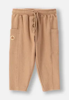 Coccodrillo pantaloni de trening din bumbac pentru bebelusi culoarea bej, neted, MONOCHROME BOY NEWBORN imagine