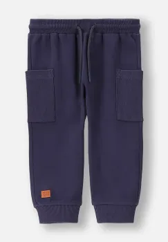 Coccodrillo pantaloni de trening din bumbac pentru bebelusi culoarea bleumarin, uni, SAGE TIME BOY NEWBORN imagine