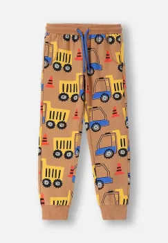 Coccodrillo pantaloni de trening din bumbac pentru copii CITY BUILDER BOY KIDS culoare maro cu model imagine