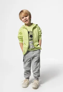 Coccodrillo pantaloni de trening din bumbac pentru copii culoarea gri, neted, MONOCHROME BOY KIDS imagine