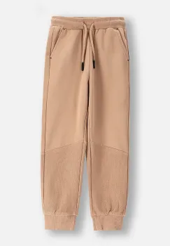 Coccodrillo pantaloni de trening din bumbac pentru copii culoarea maro, neted, MONOCHROME BOY KIDS imagine