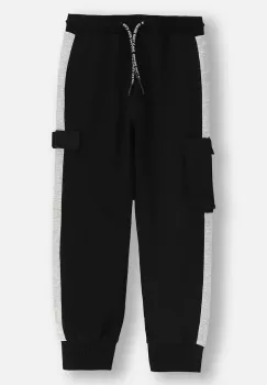 Coccodrillo pantaloni de trening din bumbac pentru copii culoarea negru, uni, CITY BUILDER BOY KIDS imagine