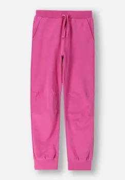 Coccodrillo pantaloni de trening din bumbac pentru copii culoarea roz, uni, EVERYDAY GIRL A imagine