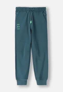 Coccodrillo pantaloni de trening din bumbac pentru copii culoarea verde, cu imprimeu, EVERYDAY BOY A imagine