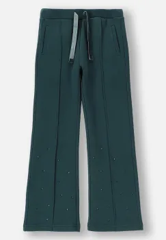Coccodrillo pantaloni de trening din bumbac pentru copii culoarea verde, cu imprimeu, FROSTING PUDDLE GIRL KIDS imagine