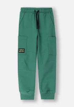 Coccodrillo pantaloni de trening din bumbac pentru copii culoarea verde, uni, X-RAY VISION BOY KIDS imagine