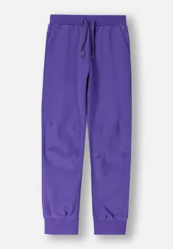 Coccodrillo pantaloni de trening din bumbac pentru copii culoarea violet, uni, EVERYDAY GIRL A imagine