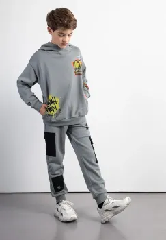 Coccodrillo pantaloni de trening din bumbac pentru copii SPORTS BOY JUNIOR culoare gri, uni imagine