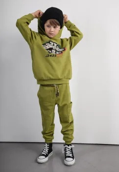 Coccodrillo pantaloni de trening din bumbac pentru copii SPORTS BOY KIDS culoare verde, uni imagine