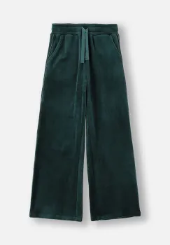 Coccodrillo pantaloni de trening din velur pentru copii culoarea verde, uni, FABOLOUS GIRL JUNIOR imagine