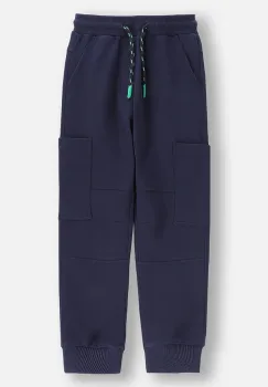 Coccodrillo pantaloni de trening pentru copii culoarea bleumarin, cu imprimeu, YETI BOY KIDS imagine