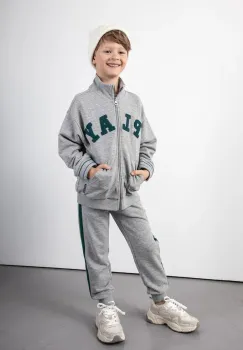 Coccodrillo pantaloni de trening pentru copii culoarea gri, cu imprimeu, ACADEMY BOY KIDS imagine